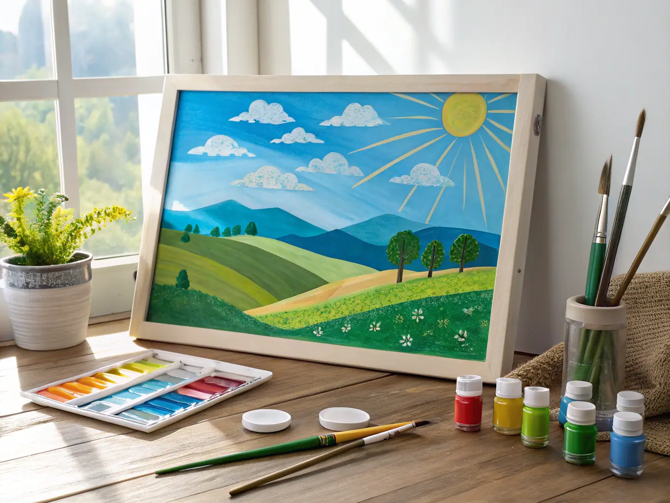 A vibrant image showcasing a completed painting project from a Read and Paint Art Kit, emphasizing the creative expression and artistic skills developed.